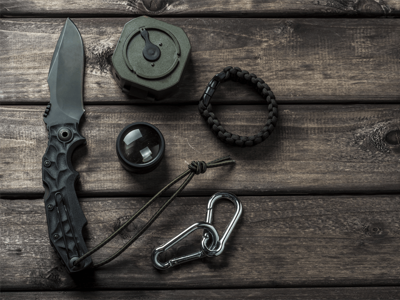 Knife, Compass and MIlitary Gear