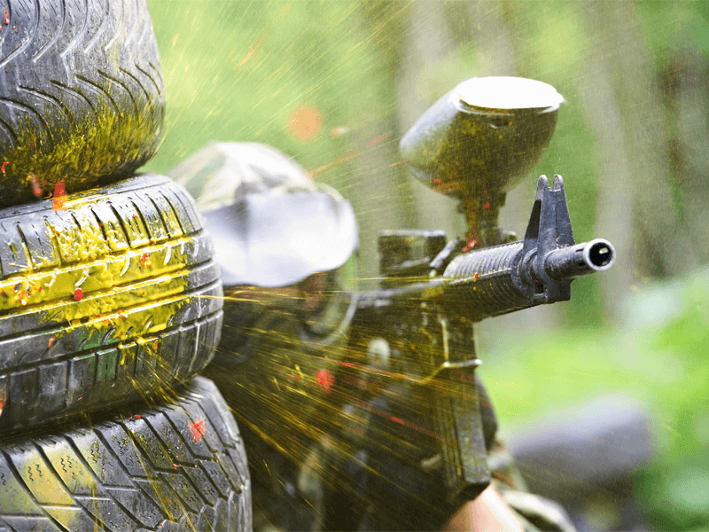 Paintball Player and Paintball Gun