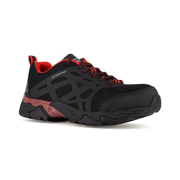 Reebok Beamer Work Shoe, Black with Red Trim